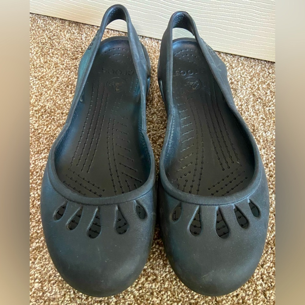 Crocs Kadee Ballet Flats Women's Size 10 Black Slingback Rubber Shoes